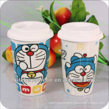 Haonai wholesale ceramic travel coffee mugs with silicon lid